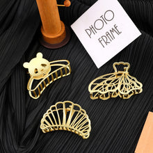 Load image into Gallery viewer, 3 PCS Large Gold Metal Hair Claw Clips for Women Girls, Cute Alloy Big Hair Clamps Strong Hold for Thick Thin Hair 2022