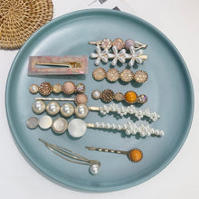 Load image into Gallery viewer, 20 PCS Macaron Pearl Acrylic Resin Metal Hair Clips Set 2022