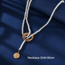 Load image into Gallery viewer, Vintage Pearl Necklaces For Women Fashion Multi-layer Shell Knot Pearl Chain Necklace NEW Coin Cross Choker Jewelry 2022