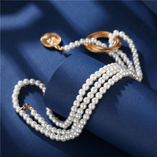 Load image into Gallery viewer, Vintage Pearl Necklaces For Women Fashion Multi-layer Shell Knot Pearl Chain Necklace NEW Coin Cross Choker Jewelry 2022