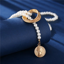 Load image into Gallery viewer, Vintage Pearl Necklaces For Women Fashion Multi-layer Shell Knot Pearl Chain Necklace NEW Coin Cross Choker Jewelry 2022