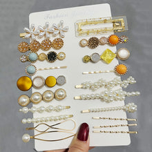 Load image into Gallery viewer, 20 PCS Macaron Pearl Acrylic Resin Metal Hair Clips Set 2022