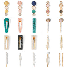 Load image into Gallery viewer, 20 PCS Macaron Pearl Acrylic Resin Metal Hair Clips Set 2022