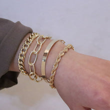 Load image into Gallery viewer, Boho Thick Gold Color Charm Bracelets Bangles New Fashion Jewelry 4pcs Punk Curb Cuban Chain Bracelets Set for Women Gifts 2022
