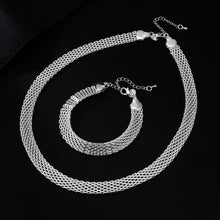 Load image into Gallery viewer, New fine 925 sterling silver Net chain Bracelets necklaces for women korean fashion party wedding accessories jewelry sets gifts 2022