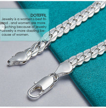Load image into Gallery viewer, 925 Sterling Silver Bracelet 6mm 18/19/20cm Flat Side Chain Lobster Clasp For Woman Man Wedding Engagement Jewelry