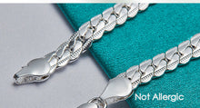 Load image into Gallery viewer, 925 Sterling Silver Bracelet 6mm 18/19/20cm Flat Side Chain Lobster Clasp For Woman Man Wedding Engagement Jewelry