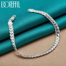 Load image into Gallery viewer, 925 Sterling Silver Bracelet 6mm 18/19/20cm Flat Side Chain Lobster Clasp For Woman Man Wedding Engagement Jewelry
