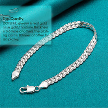 Load image into Gallery viewer, 925 Sterling Silver Bracelet 6mm 18/19/20cm Flat Side Chain Lobster Clasp For Woman Man Wedding Engagement Jewelry