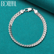 Load image into Gallery viewer, 925 Sterling Silver Bracelet 6mm 18/19/20cm Flat Side Chain Lobster Clasp For Woman Man Wedding Engagement Jewelry