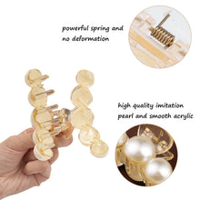 Load image into Gallery viewer, 4 PCS Large Pearl Hair Claw Clips for Women Girls, Hair Barrette Clamps for Thick Thin Hair 2022
