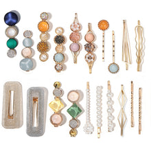 Load image into Gallery viewer, 20 PCS Macaron Pearl Acrylic Resin Metal Hair Clips Set 2022