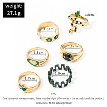 Load image into Gallery viewer, 6 Pcs/Set Retro Finger Ring Set Boho Frog Snake Gold Carved Knuckle Rings for Women Jewelry Gifts