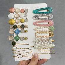 Load image into Gallery viewer, 20 PCS Macaron Pearl Acrylic Resin Metal Hair Clips Set 2022