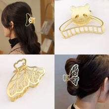Load image into Gallery viewer, 3 PCS Large Gold Metal Hair Claw Clips for Women Girls, Cute Alloy Big Hair Clamps Strong Hold for Thick Thin Hair 2022