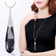 Load image into Gallery viewer, Women Long Necklace Collier Femme Fashion Waterdrop Crystal Necklaces & Pendants for Female Silver Color Choker Jewelry 2022