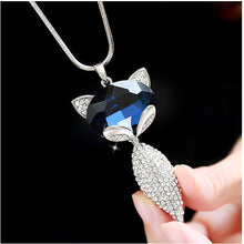 Load image into Gallery viewer, Blue Fox Crystal Long Chain Necklaces & Pendants for Women Fashion Jewelry 2022