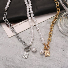 Load image into Gallery viewer, Punk Baroque Irregular Simulated Pearl Chain Choker Necklace For Women Asymmetric Lock Pearl Pendant Necklaces Trend Jewelry 2022