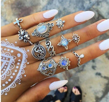Load image into Gallery viewer, 2 Sets Ring sets Punk Knuckle Rings Sets for Women Vintage Anel Flower Midi Finger Rings Jewelry Boho Silver Party Bague Femme 2022