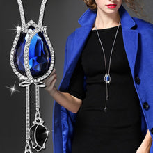 Load image into Gallery viewer, Long Necklaces & Pendants for Women Collier Femme Blue Tulip Statement Colar Maxi Fashion Silver Crystal Jewelry 2022