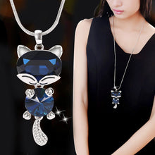 Load image into Gallery viewer, Cute Fox Gold Necklaces & Pendants for Women Winter Jewelry Fashion Crystal Long Necklace 2022