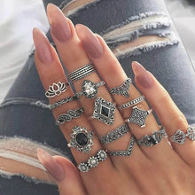 Load image into Gallery viewer, 2 Sets Ring sets Punk Knuckle Rings Sets for Women Vintage Anel Flower Midi Finger Rings Jewelry Boho Silver Party Bague Femme 2022
