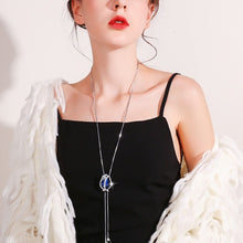 Load image into Gallery viewer, Long Necklaces & Pendants for Women Collier Femme Blue Tulip Statement Colar Maxi Fashion Silver Crystal Jewelry 2022