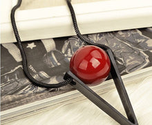 Load image into Gallery viewer, Red Ball Long Chain Necklaces Pendants for Women Fashion Black Chain Sweater Jewelry Necklace 2022