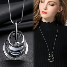 Load image into Gallery viewer, Silver Color Collier Femme Long Necklaces & Pendants for Women Round Statement Necklace Maxi Colar Chain Fashion Jewelry 2022