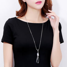 Load image into Gallery viewer, Women Long Necklace Collier Femme Fashion Waterdrop Crystal Necklaces & Pendants for Female Silver Color Choker Jewelry 2022