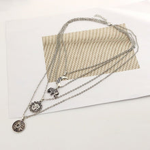 Load image into Gallery viewer, Vintage Elephant Moon Flowers Pendant Necklace Multi-layer Chain Women Jewelry Fashion Accessories Gifts 2022