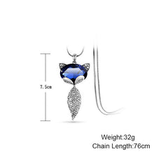 Load image into Gallery viewer, Blue Fox Crystal Long Chain Necklaces & Pendants for Women Fashion Jewelry 2022
