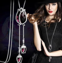 Load image into Gallery viewer, Long Necklaces & Pendants for Women Collier Femme Blue Tulip Statement Colar Maxi Fashion Silver Crystal Jewelry 2022