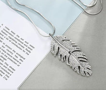 Load image into Gallery viewer, Vintage Long Necklaces for Women Crystal Feather Choker Necklaces Pendanst Fashion Silver Sweater Chain Jewelry Collier 2022
