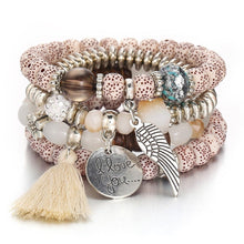 Load image into Gallery viewer, Bohemian Bead Stone Bracelets & Bangles for Women Fashion Love Feather Tassel Charm Bracelet Female Wristband Jewelry 2022
