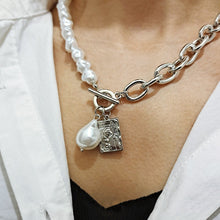 Load image into Gallery viewer, Punk Baroque Irregular Simulated Pearl Chain Choker Necklace For Women Asymmetric Lock Pearl Pendant Necklaces Trend Jewelry 2022