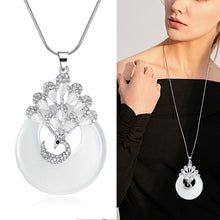 Load image into Gallery viewer, Women Silver Chain Long Necklace Collier Femme Fashion Opal Peacock Choker Necklaces & Pendants Sweater Jewelry 2022