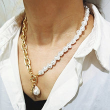Load image into Gallery viewer, Punk Baroque Irregular Simulated Pearl Chain Choker Necklace For Women Asymmetric Lock Pearl Pendant Necklaces Trend Jewelry 2022