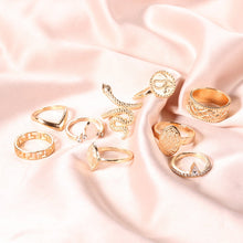 Load image into Gallery viewer, 10Pcs/Set Vintage Boho Snake Crystal Finger Rings Set Punk Bohemian Letter Star Ring for Women Party Jewelry Gift 2022