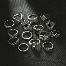 Load image into Gallery viewer, 2 Sets Ring sets Punk Knuckle Rings Sets for Women Vintage Anel Flower Midi Finger Rings Jewelry Boho Silver Party Bague Femme 2022