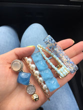 Load image into Gallery viewer, New Women Girls Pearl Blue Hairpins set Side Clip Hair Jewelry Trendy Geometric Headwear Fashion Hair Accessories Barrettes 2022