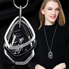 Load image into Gallery viewer, Long Necklace for Women Fashion Silver Color Crystal Maxi Necklaces & Pendants Polygon Statement Collier Jewelry Accessories 2022