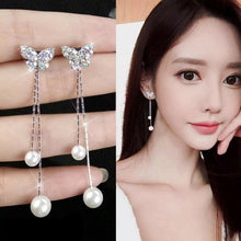 Load image into Gallery viewer, Long Dangle Earrings for Women 2021 Fashion Full Crystal Simulated Pearl Tassel Drop Earring Vintage Gold Brincos Jewelry 2022