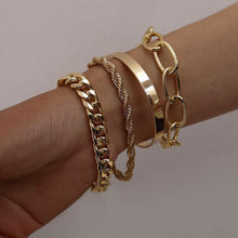 Load image into Gallery viewer, Boho Thick Gold Color Charm Bracelets Bangles New Fashion Jewelry 4pcs Punk Curb Cuban Chain Bracelets Set for Women Gifts 2022