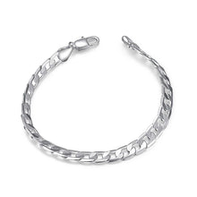 Load image into Gallery viewer, Hot 925 sterling silver Bracelets 6MM Flat sideways chain for women Wedding party fine Christmas Gifts fashion Jewelry 2022