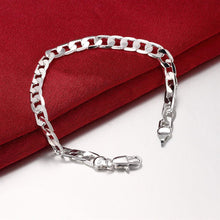 Load image into Gallery viewer, Hot 925 sterling silver Bracelets 6MM Flat sideways chain for women Wedding party fine Christmas Gifts fashion Jewelry 2022