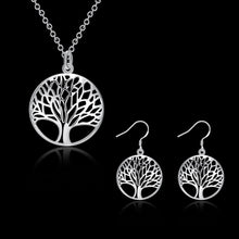 Load image into Gallery viewer, Hot Women Jewelry sets 925 sterling Silver Fine Retro Round tree Pendant necklace earrings Fashion Party wedding Holiday gifts 2022