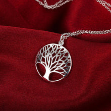 Load image into Gallery viewer, Hot Women Jewelry sets 925 sterling Silver Fine Retro Round tree Pendant necklace earrings Fashion Party wedding Holiday gifts 2022