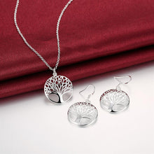 Load image into Gallery viewer, Hot Women Jewelry sets 925 sterling Silver Fine Retro Round tree Pendant necklace earrings Fashion Party wedding Holiday gifts 2022