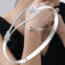 Load image into Gallery viewer, Hot new 925 Sterling Silver Bracelets for Women fine elegant flower bangle adjustable Jewelry Fashion Party Gifts Girl student 2022